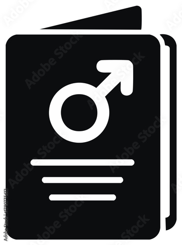 Male gender identity symbol on a document representing personal information or demographic data