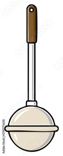 Cartoon illustration of a toilet plunger with a brown handle for unclogging drains
