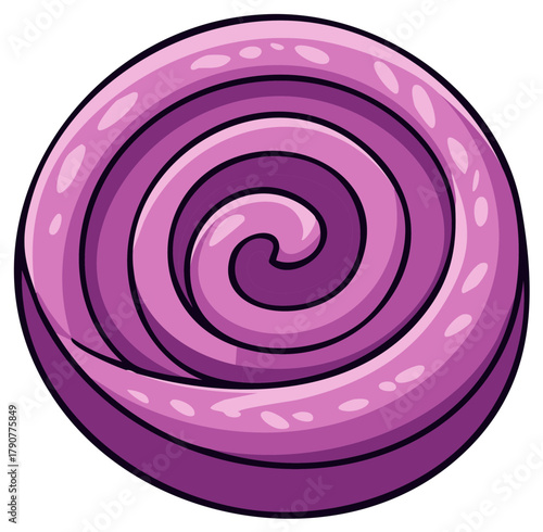 Swirled Candy Round Lolly with Purple Colors on a White Background