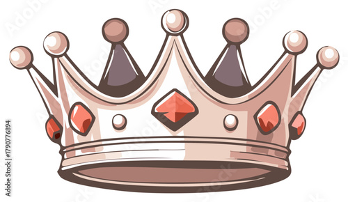 Golden royal crown with red gems illustration, symbolizing royalty, leadership, success, and elegant design, ideal for decorative designs and creative projects.