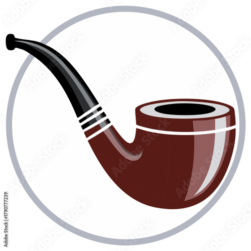 Classic Tobacco Pipe Inside a Circular Frame Illustration