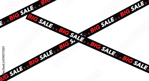 big sale black and red ribbon crossing background, modern retail promotion and clearance sale design template