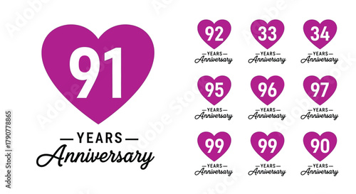Celebrate milestone anniversary years in heart shaped design