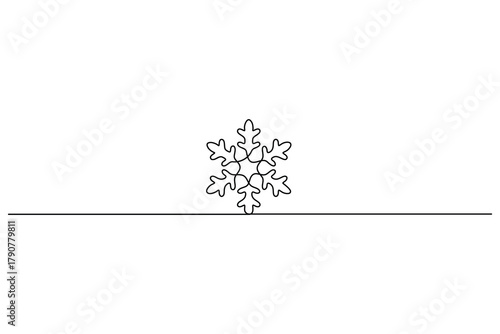 Snowflake continuous one line drawing minimalist style outline illustration