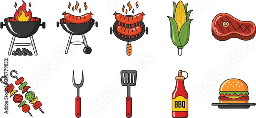 Vibrant collection of barbecue essentials, perfect for summer cookouts and outdoor entertaining.
