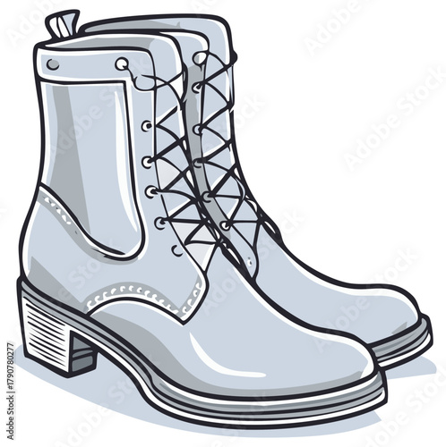 Fashionable Lace-up Boots with Chunky Heels