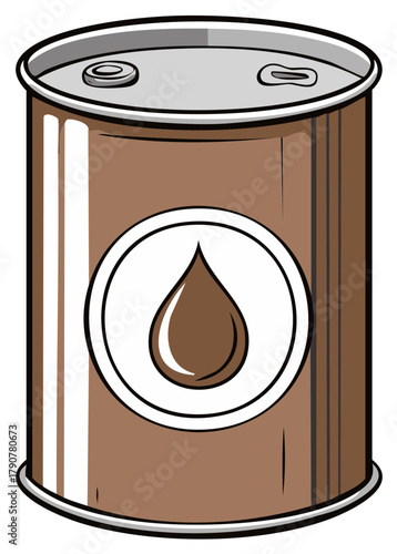 Illustration of Oil Canister with Drop Symbol for Automotive Maintenance or Industrial Applications