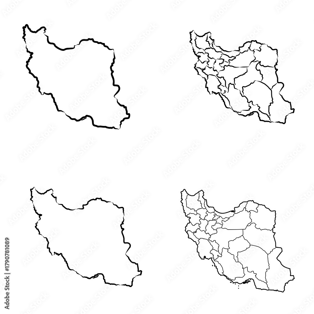 Obraz premium iran, contour map, vector sketch