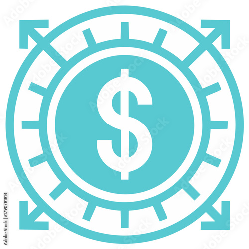 Financial growth and expansion icon. Dollar sign symbol of spreading wealth