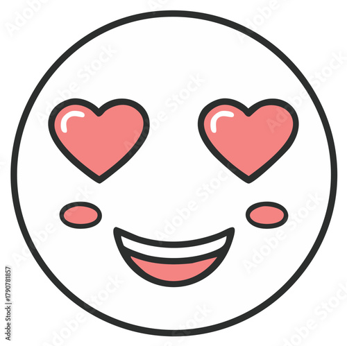 Joyful emoji face expressing love with heart eyes and smiling expression digital illustration