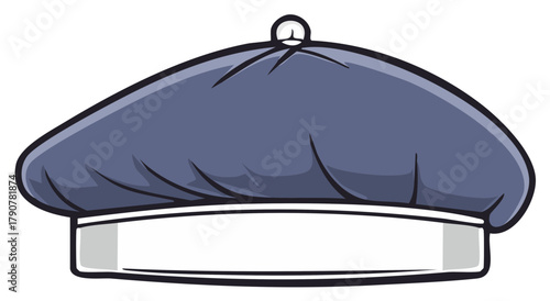 Classic blue beret illustration with button top traditional French inspired headwear elegant fashion accessory