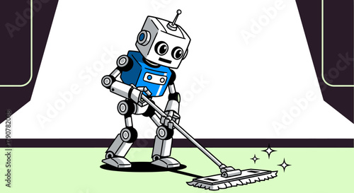 Robot cleaner illustration vector ai cleaning service home automation future technology concept art design