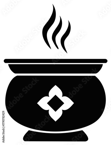 Steaming Herbal Pot with Floral Emblem