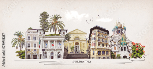 Photos Sanremo, Italy - Facade of building at central street of Sanremo