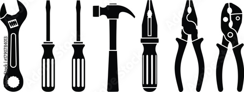 Hammers wrenches, pliers and  screwdrivers hand tools vector illustration for construction and repair vector illustration icon. 