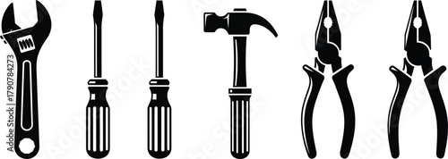 Hammers wrenches, pliers and  screwdrivers hand tools vector illustration for construction and repair vector illustration icon. 