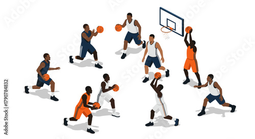 Dynamic isometric basketball game with players in action