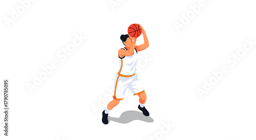 Dynamic female basketball player shooting in modern flat design