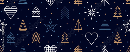christmas abstract fir tree decoration seamless pattern vector illustration