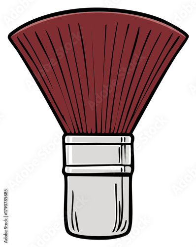 Fanned Makeup Brush with Silver Handle Stylized Illustration