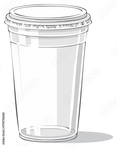 Empty Plastic Cup with Lid, Drink Container Illustration