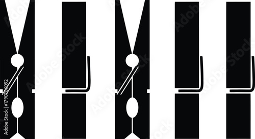 Wooden clothespin vector icon for laundry and hanging vector illustration 