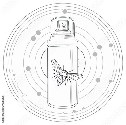 Bug Spray with an Insect in a Circular Design Illustration