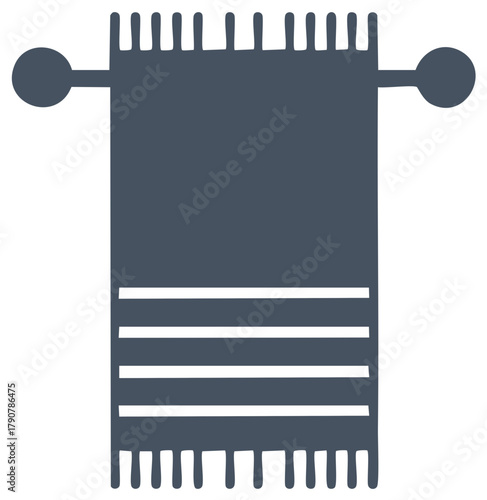 Minimalist towel on a holder illustration. Bathroom design element