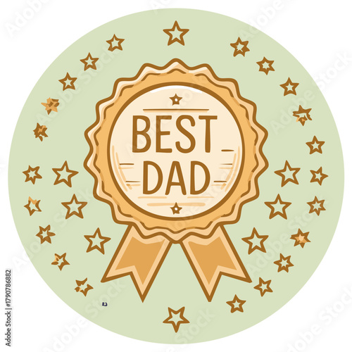 Hand drawn medal with Best Dad text and stars celebrating fathers