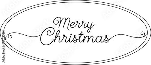 Elegant merry christmas greeting card with minimalist oval frame design element