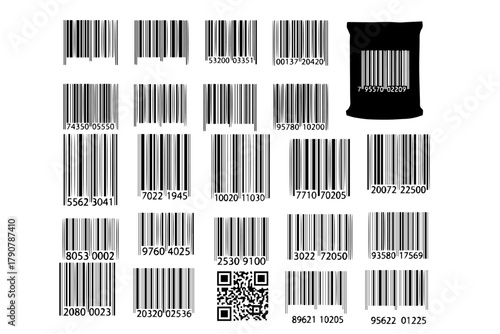 Simple fake bar code symbol security label modern barcod silhouette pack
