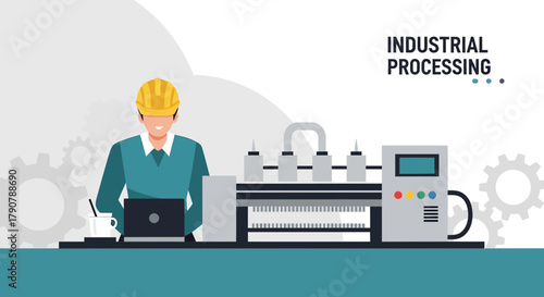 Industrial engineer overseeing automated production line with modern machinery and technology