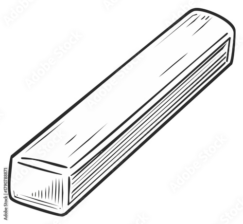 Sketch illustration of a stick of gum or eraser in a rectangular shape, drawing