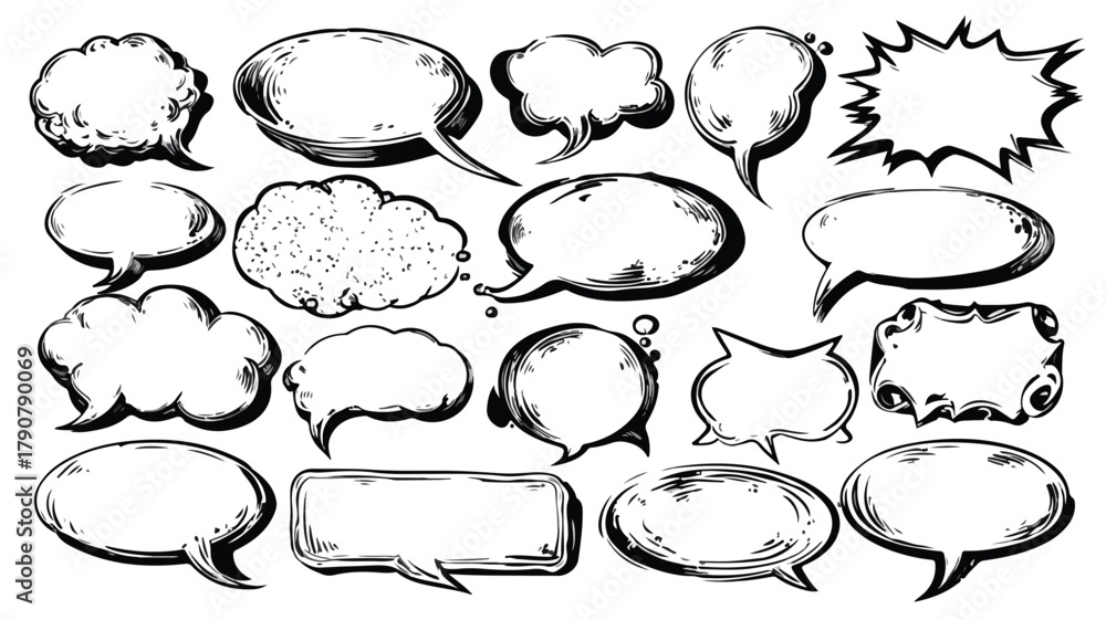 Fototapeta premium Modern Quotation Marks Speech Bubble Set for Graphic Designers