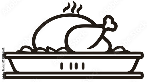 Delicious Cooked Turkey Solid Icon for Food Concept - Professional Food Photography