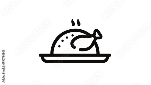 Delicious Cooked Turkey Solid Icon for Food Concept in Oven Roasting Style