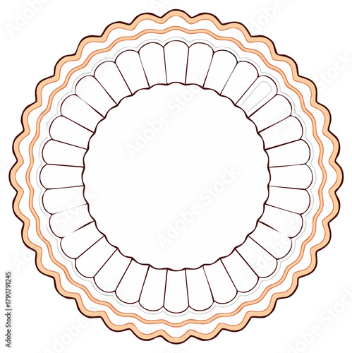 Decorative Circle Frame with Ornamental Edges and Central White Space