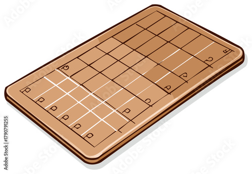 Illustration of a traditional Thai checkers board in perspective view for game concept or educational element