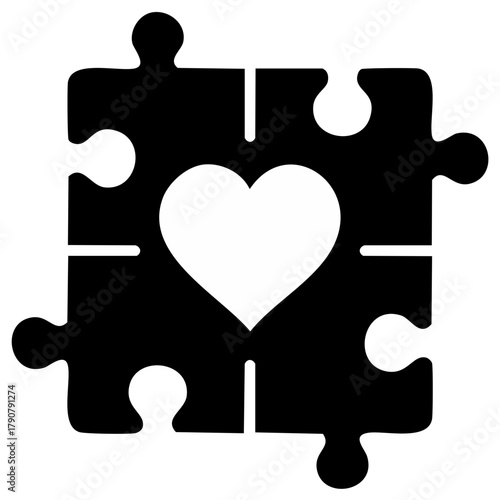 Interlocking Puzzle Pieces Forming a Heart Symbol