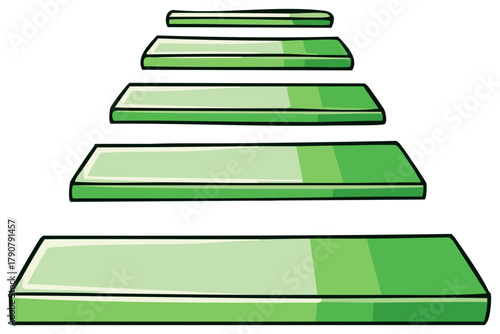 Cartoon Style Green Steps Illustration, Stairway Progression Concept