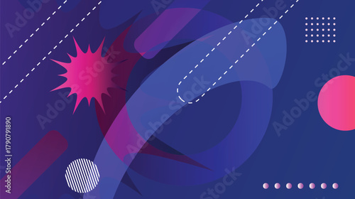 A vibrant abstract background featuring dynamic flowing shapes in motion, blending seamlessly into a colorful gradient backdrop. Smooth curves, layered forms, and fluid transitions create a sense of d