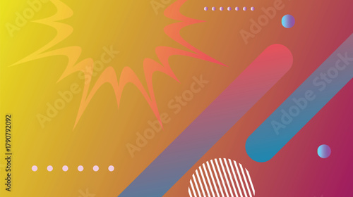 A vibrant abstract background featuring dynamic flowing shapes in motion, blending seamlessly into a colorful gradient backdrop. Smooth curves, layered forms, and fluid transitions create a sense of d