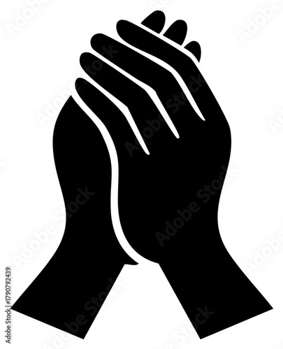 Graphic Silhouette of Praying Hands Together Symbolizing Faith Religion Hope and Spirituality
