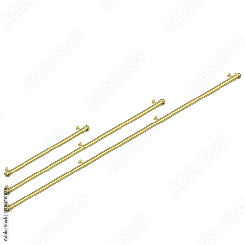 3D rendering illustration of some wall mounted stair handrails