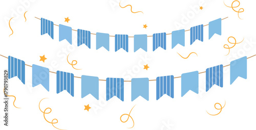 Colorful watercolor carnival garland with flag. Decorative colorful party pennants for birthday celebration, festival decor. Colorful bunting flags.