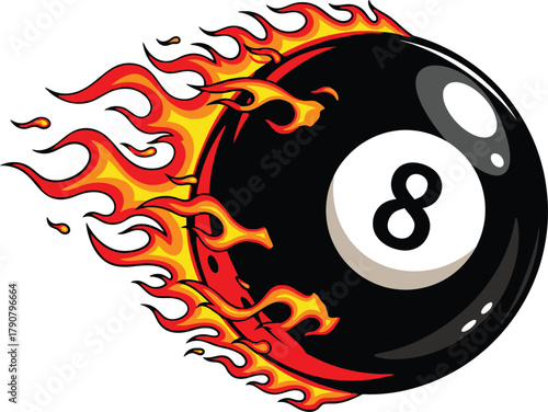 Eight ball on fire