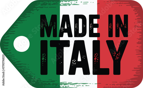 Made in italy tag with italian flag colors