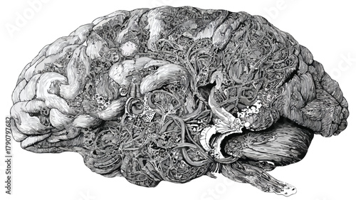 Detailed Human Brain Vector Art for Medical Illustrations and Science Concepts
