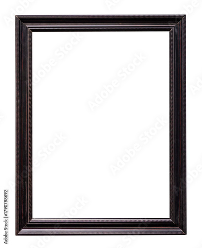 blank old vertical black picture frame cutout