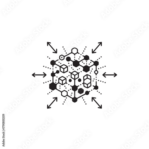 "Big Data Network Icon Representing Cloud Storage and Information Processing"
